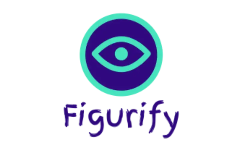 A green eye in a purple circle; text that spells 'Figurify.'