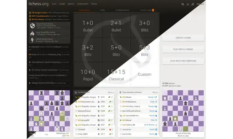 Lichess homepage.
